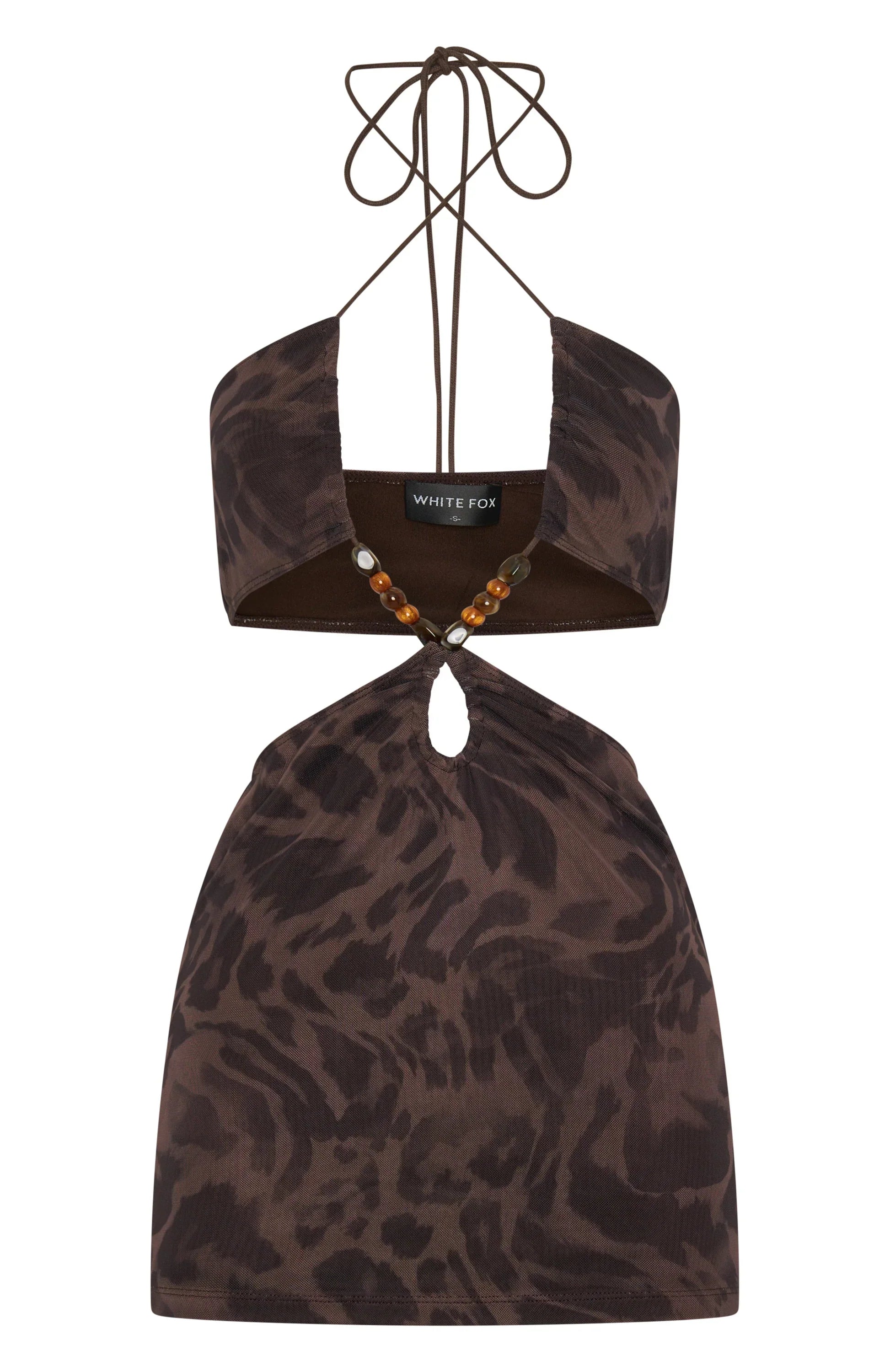 Snap Out Of It Printed Mesh Mini Dress Espresso